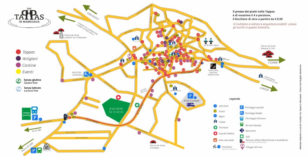 cartina itinerario sas tappas in mamujada 2024